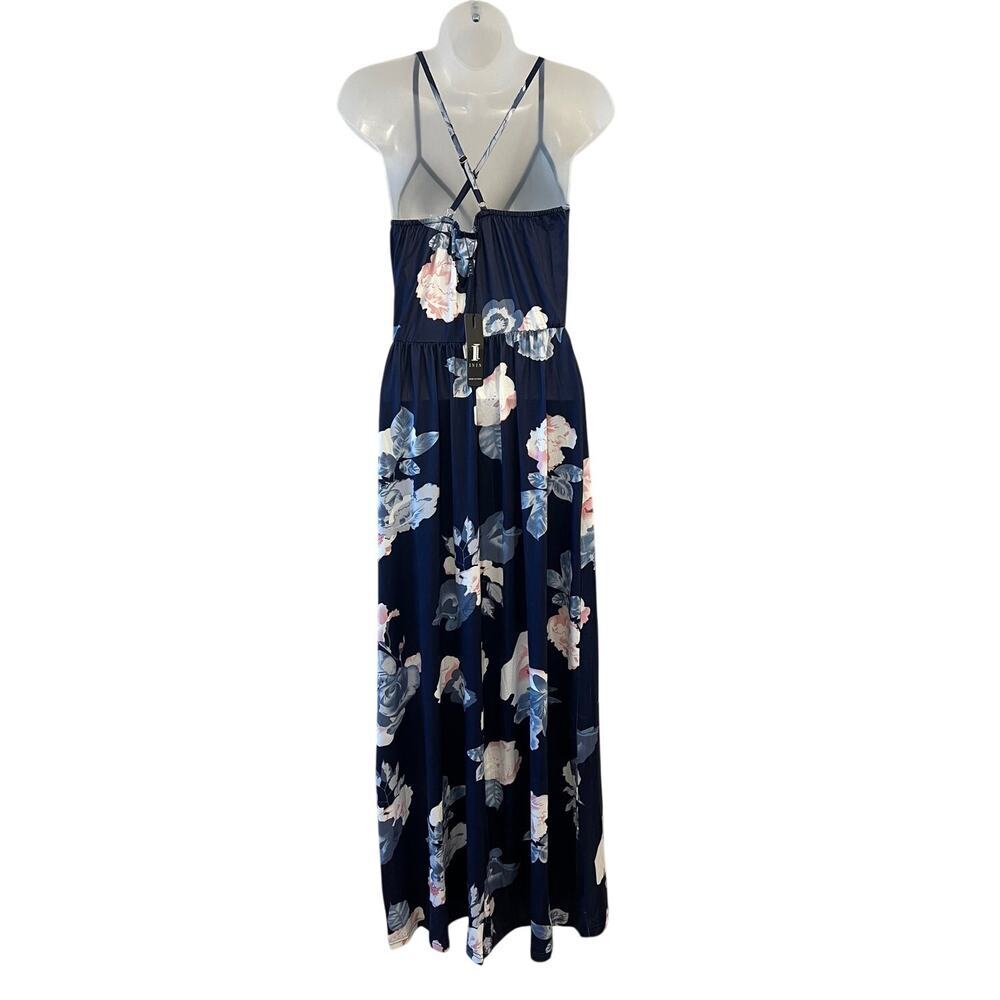 Navy Floral Maxi Dress Spaghetti Strap V-Neck Sleeveless Size Small NWT - Picture 8 of 9